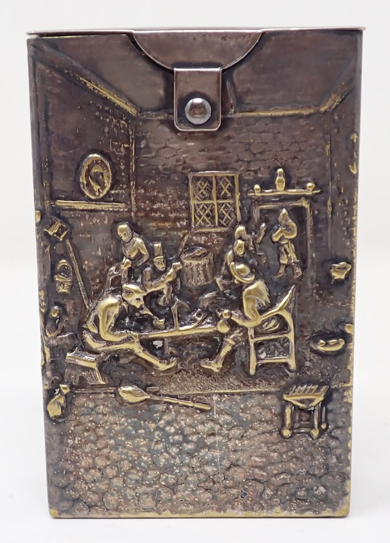 Danish Hammered Silverplate Cigarette Case (1 of 5)