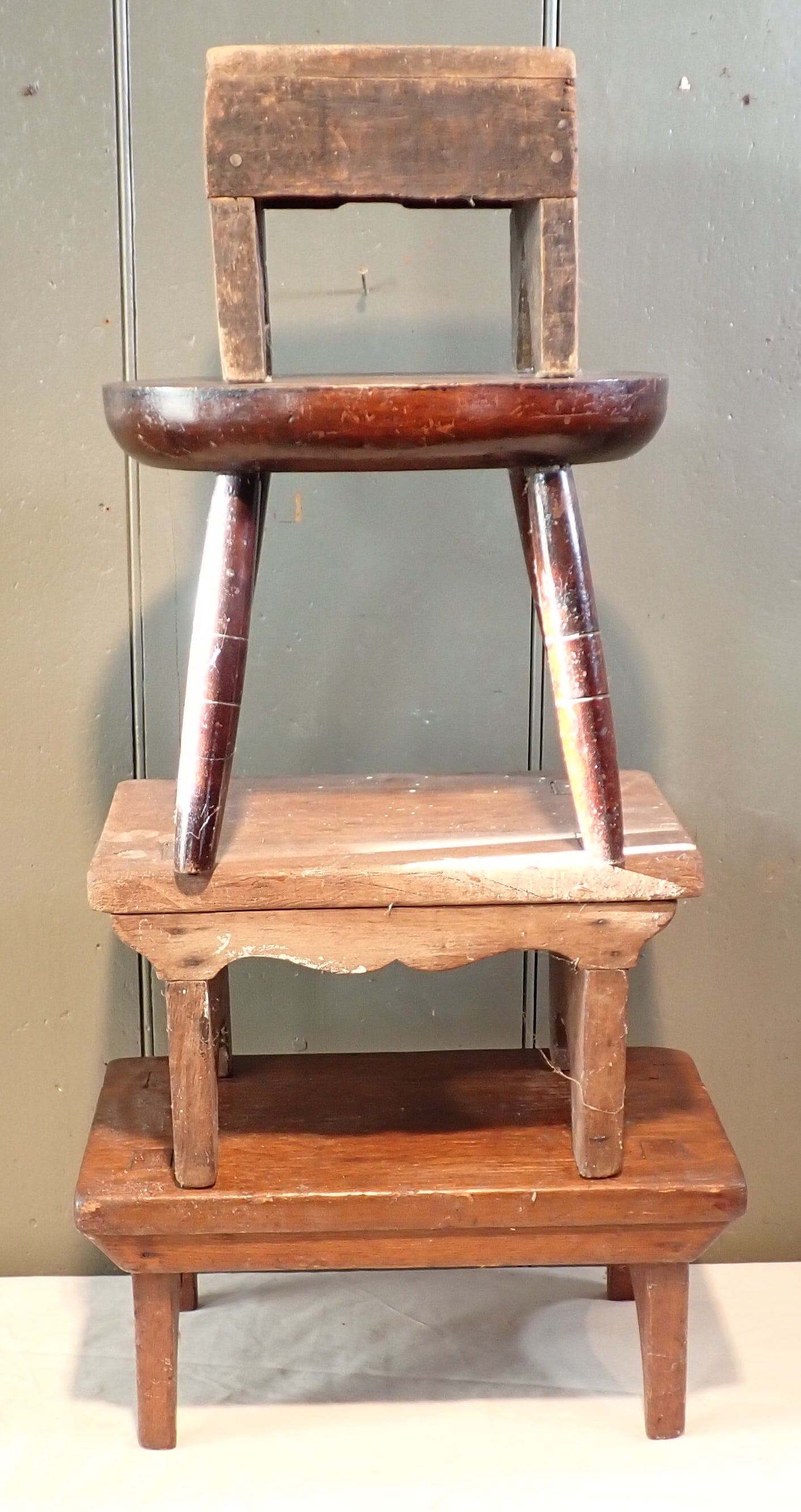 Foot Stools: Largest is approx 8" x 15" x 7" tall. NO SHIPPING