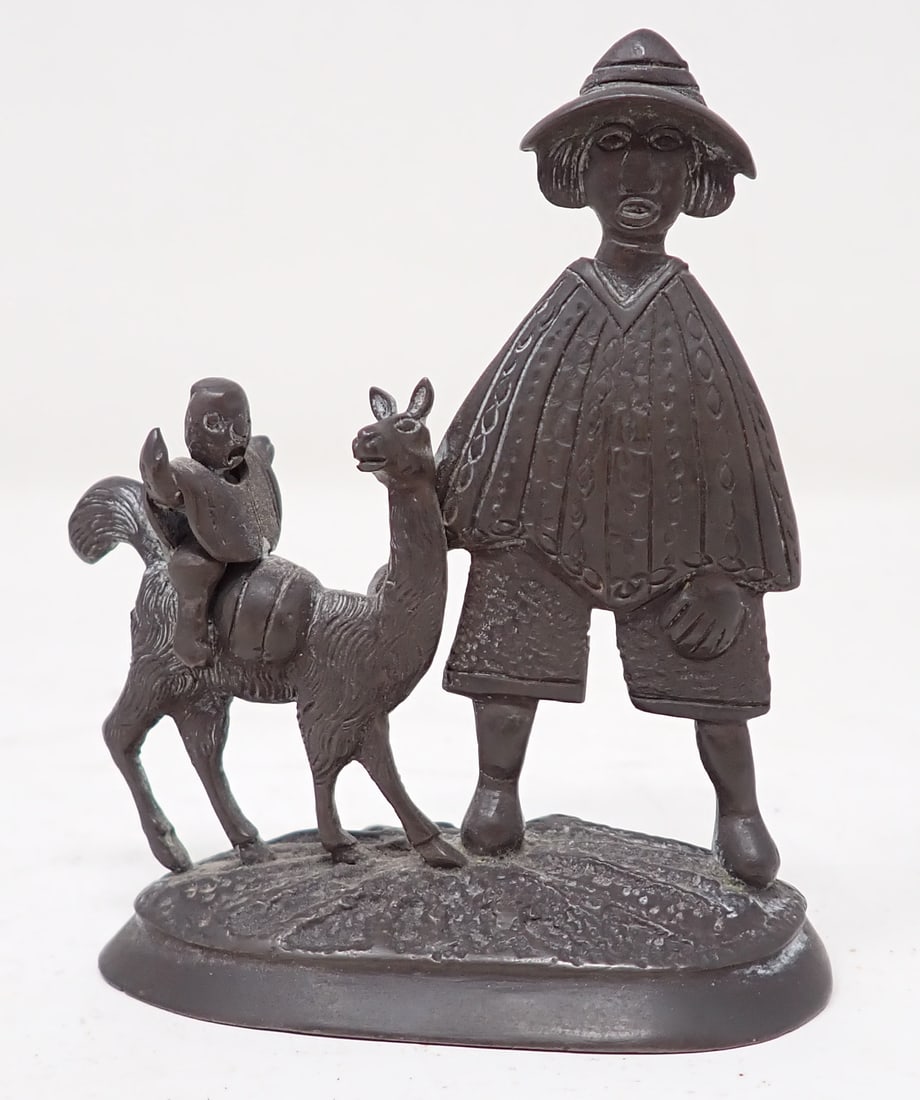 Pewter Woman & Llama: Apprx 3 1/8" tall