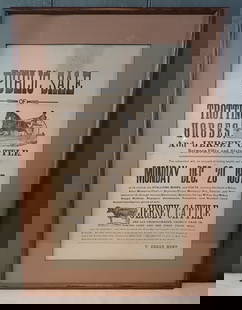 1897 Glen Gardner NJ Auction Broadside Poster: Framed T. Edgar Hunt Glen Gardner New Jersey Auction Broadside / Poster is approx 23" x 33 1/8". If shipping is needed, it can be packed and shipped thru UPS Store 5528. Get quote before bidding !