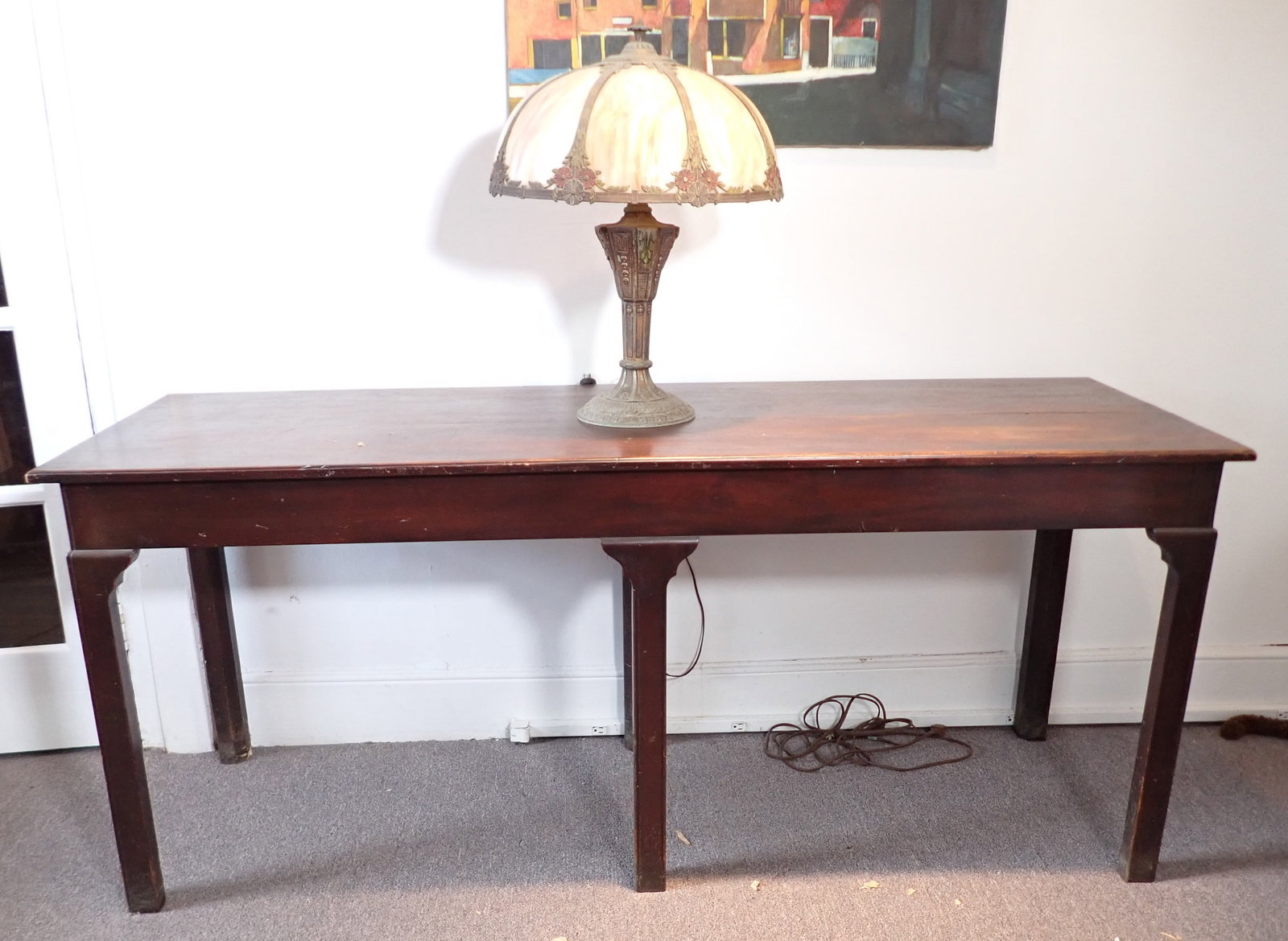 Console Table: Approx 24" x 72" x 31" tall. No shipping ! Bring help to remove. Does not include lamp on it.