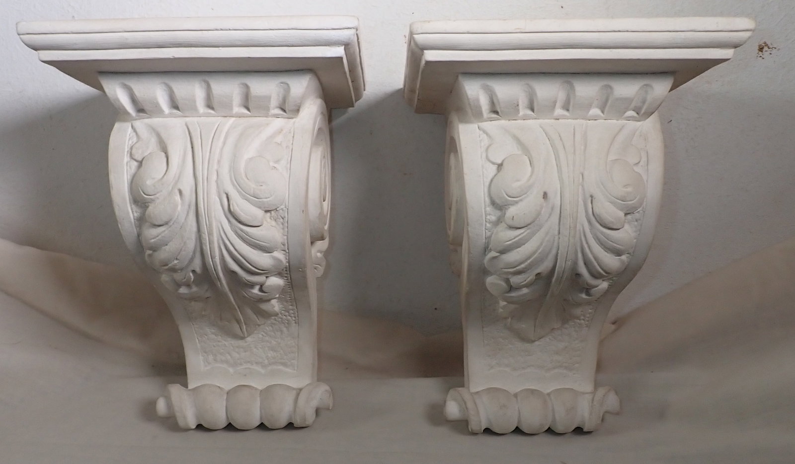 Pair of Plaster Shelves: Approx 6 1/2" x 6 3/4" x 9 3/4" tall.