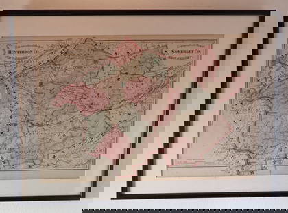 Hunterdon Somerset County NJ Framed Map: Approx 20 1/4" x 28 1/4"