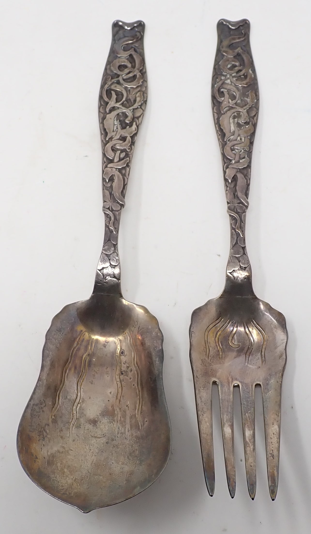 Repousse Sterling Silver Salad Fork & Knife (1 of 5)