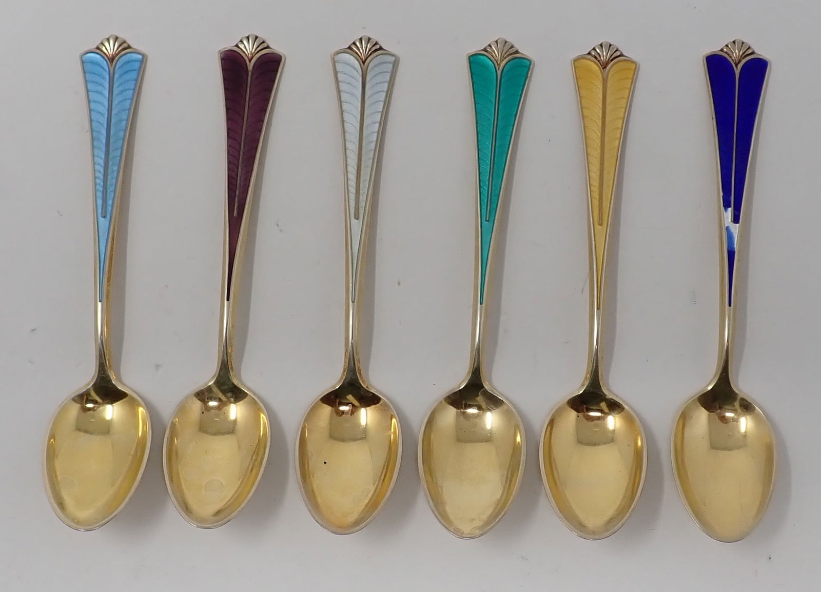 6 Norway Sterling Silver Enameled Demitasse Spoons (1 of 3)