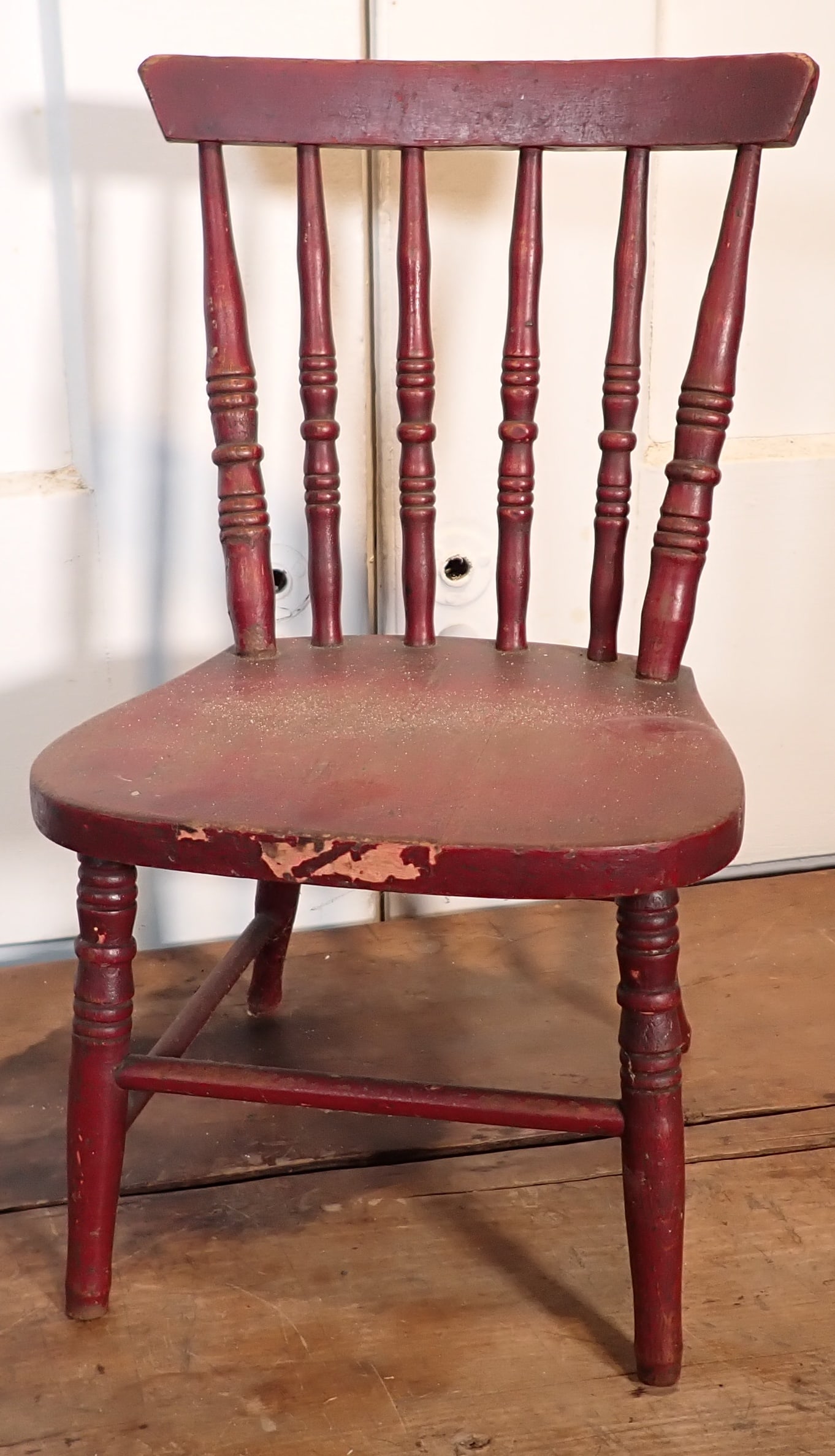 Childs Spindle Back Chair in Red Paint (1 of 5)