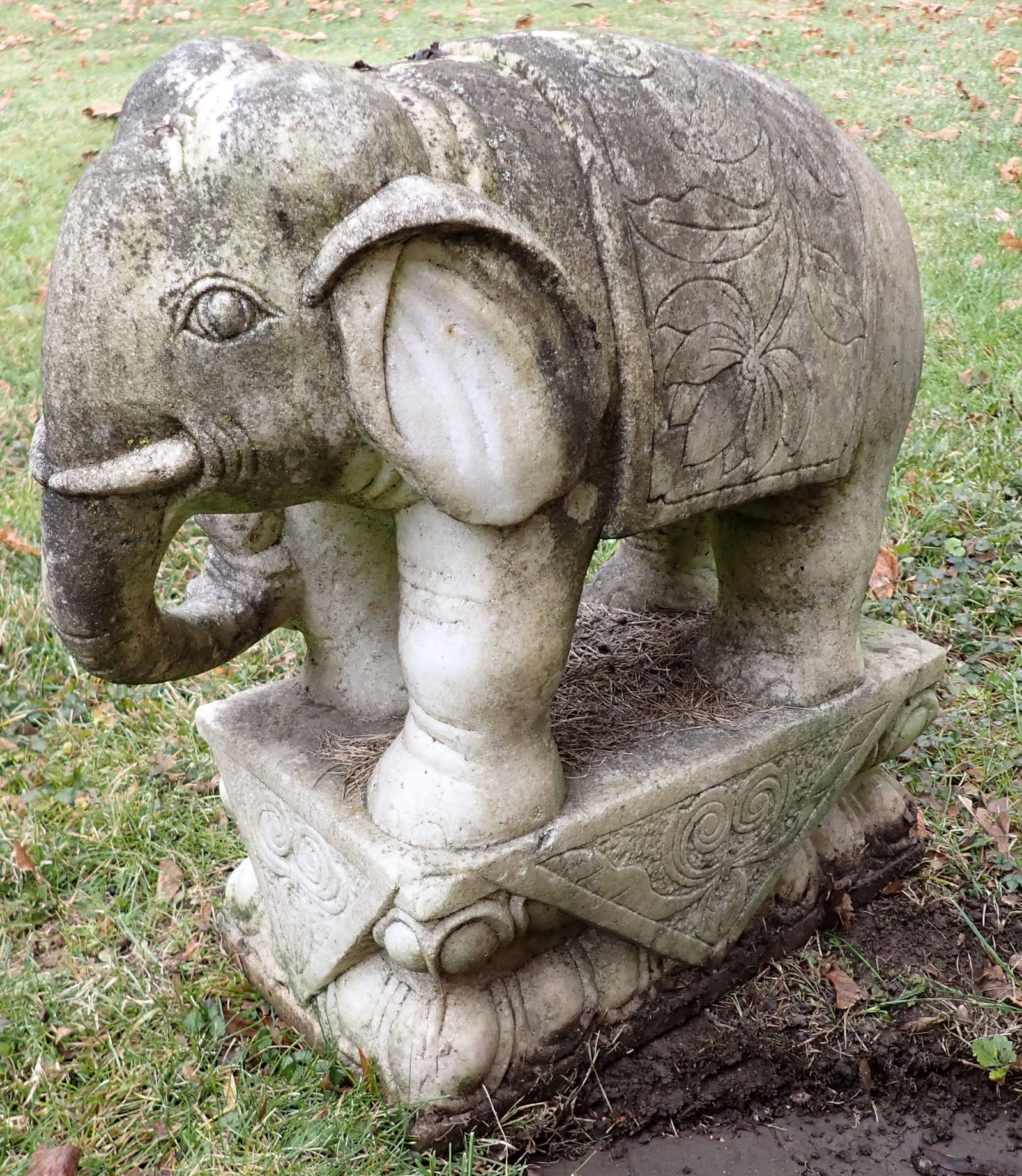 Pair Of Carved Marble Elephant Garden Statues (1 of 12)