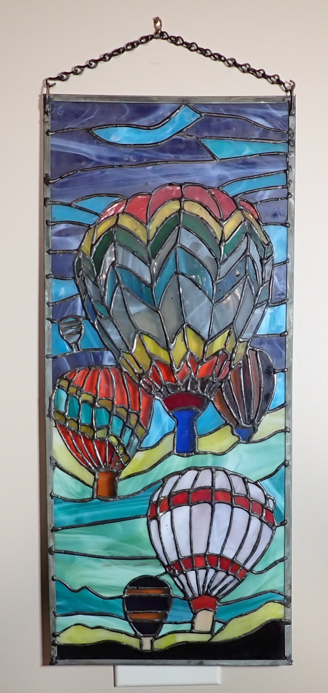Hot Air Balloon Stained Glass Panel (1 of 1)