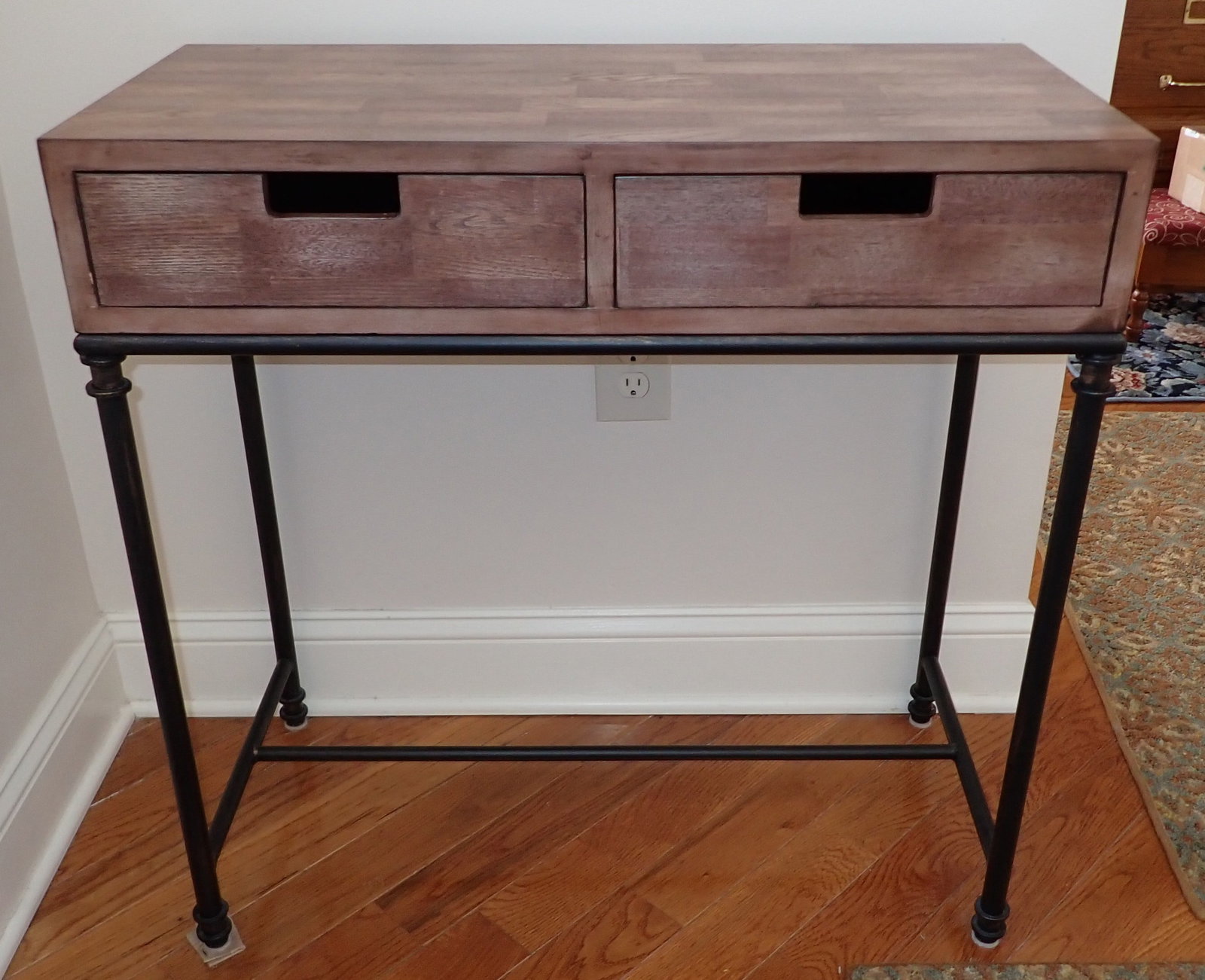 2 Drawer Foyer Stand: Approx 14" x 30" x 30 1/2" tall. NO SHIPPING !