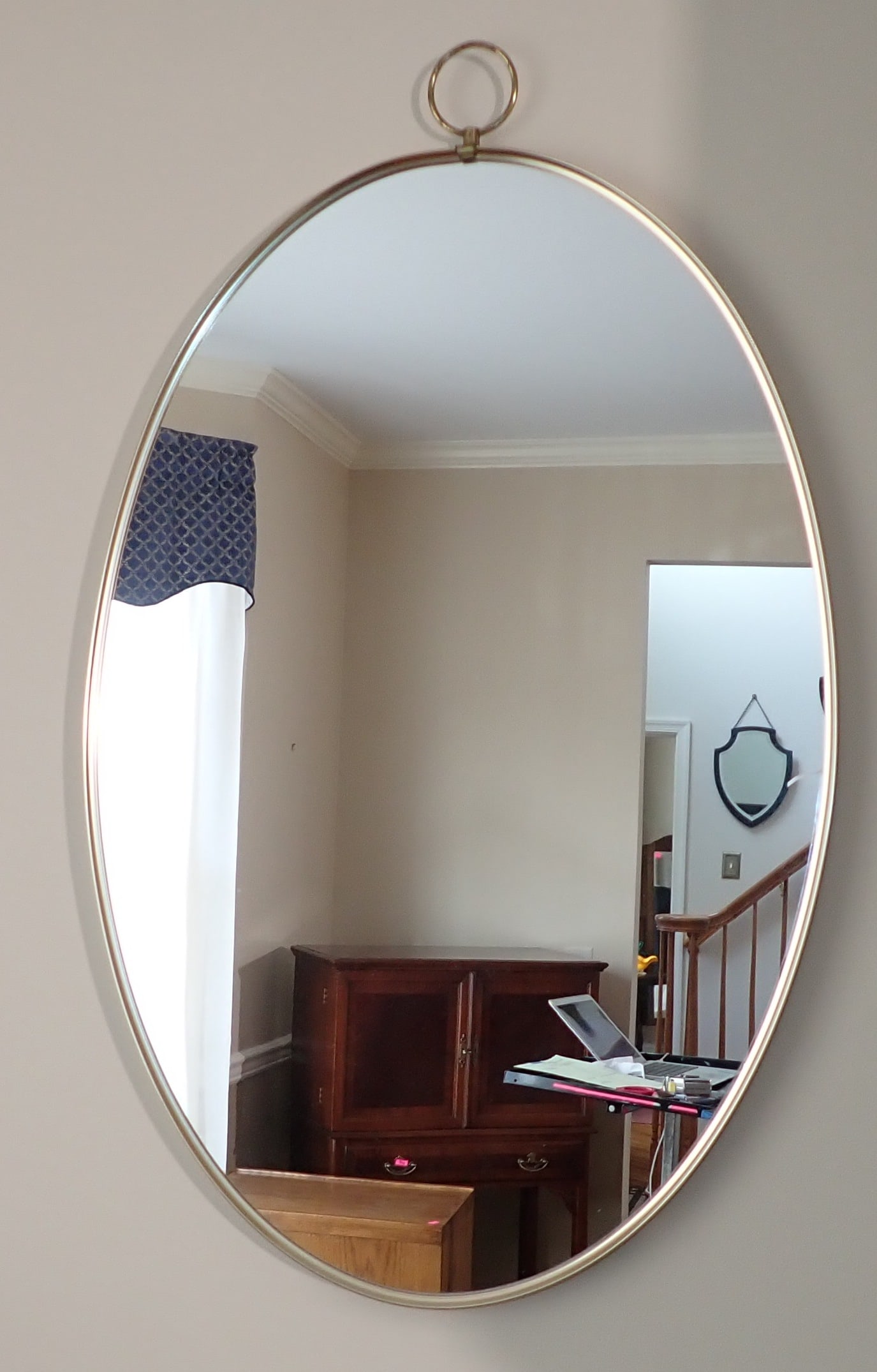 Pair of Oval Wall Mirrors: Approx 19 3/4" x 32 1/2". NO SHIPPING