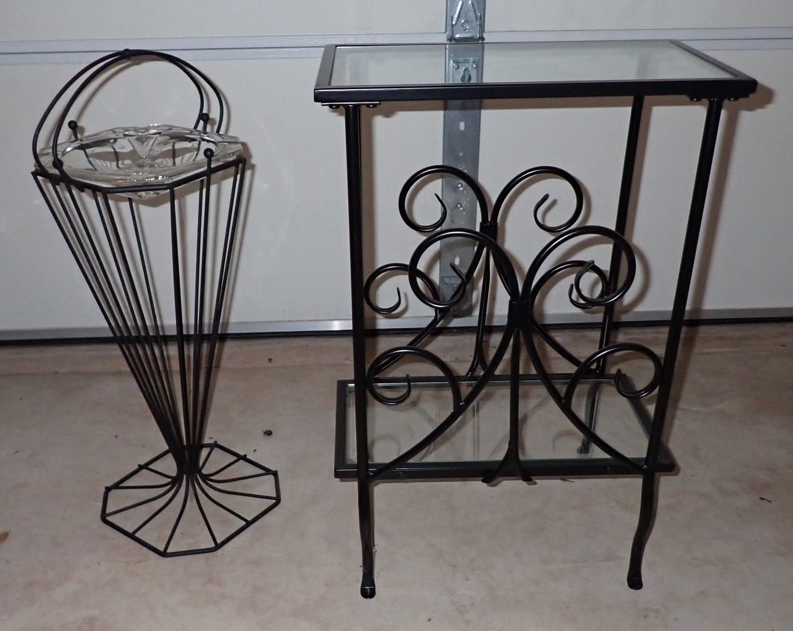 Glass Top Plant Stand And Ashtray Auction