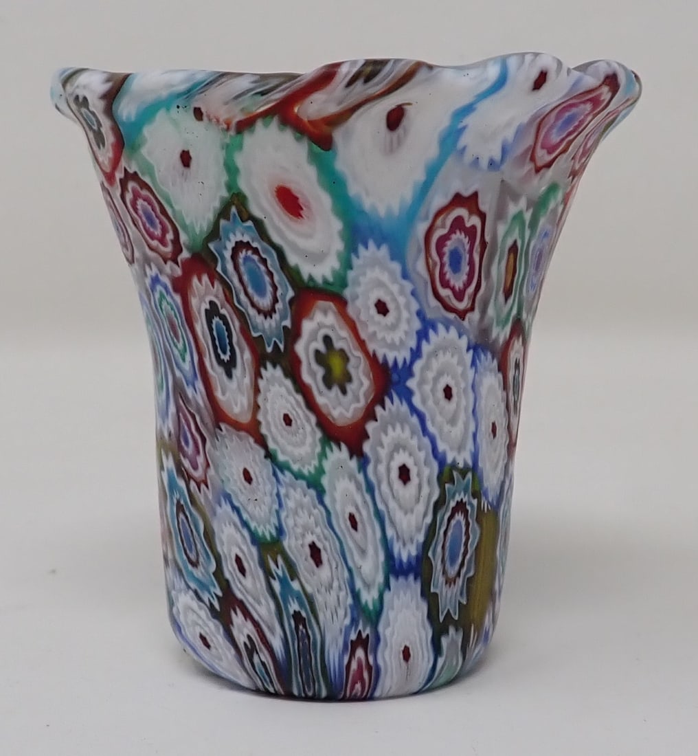 Millefiori Toothpick Holder: Approx 2 1/4" in diameter and 2 3/8" tall