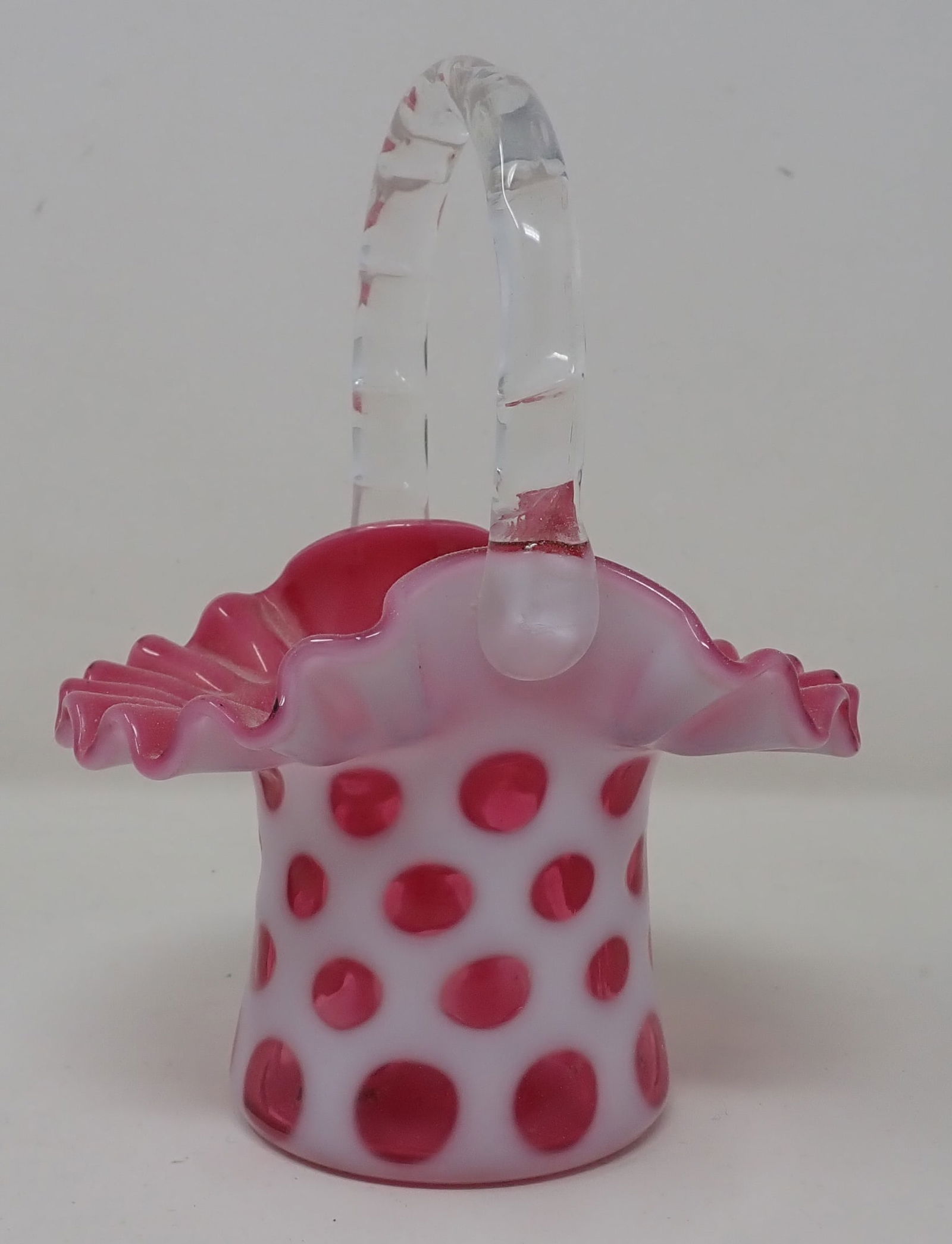 Fenton Cranberry Opalescent Coin Dot Vase (1 of 3)