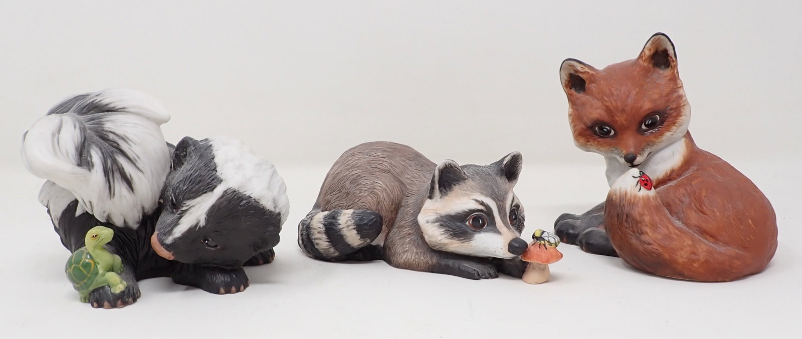 Deborah Jarrett Fox Coon & Skunk: Tallest is approx 4 5/8" tall