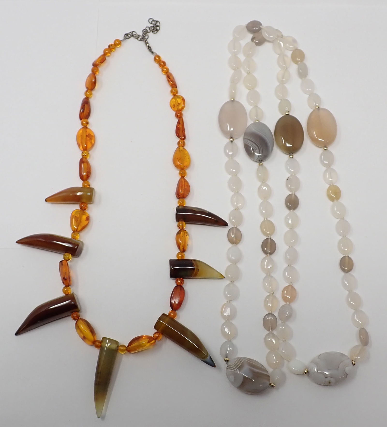 Two Beaded Necklaces: Agate and Amber (1 of 7)