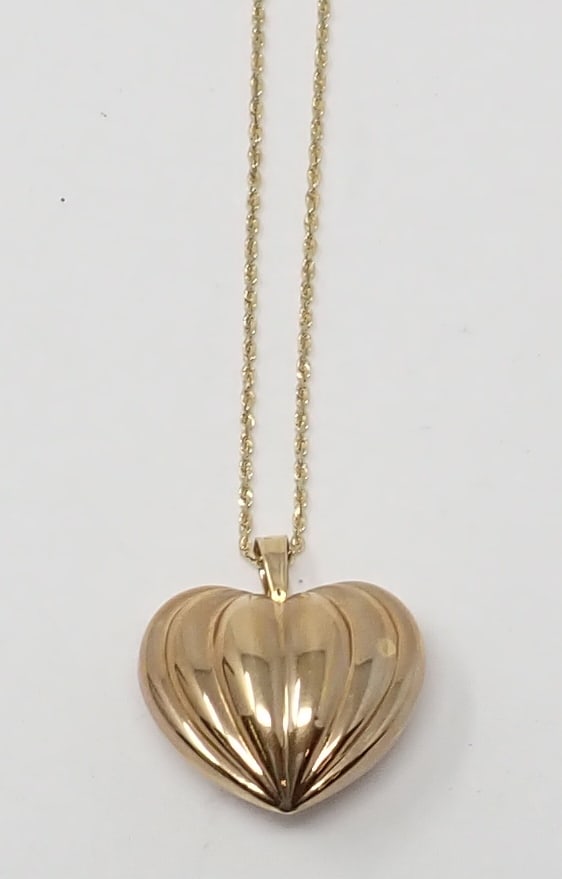 Puffy Heart Pendant on Long Chain (1 of 4)