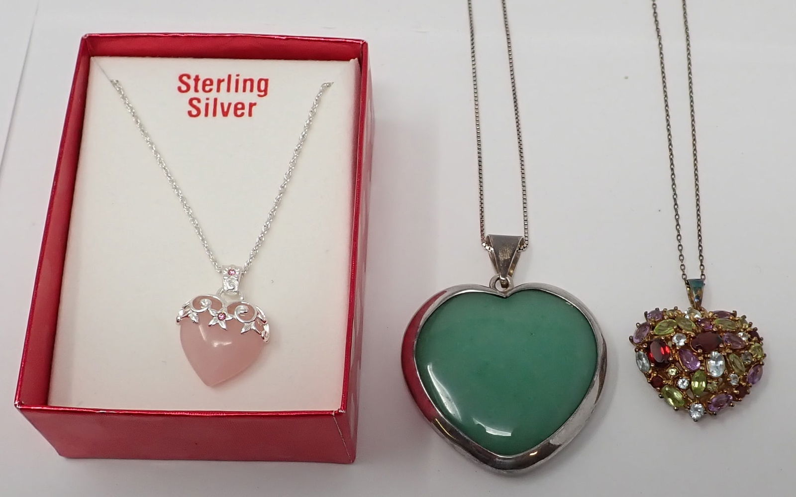 3 Sterling Heart Pendants on Sterling Chains (1 of 6)