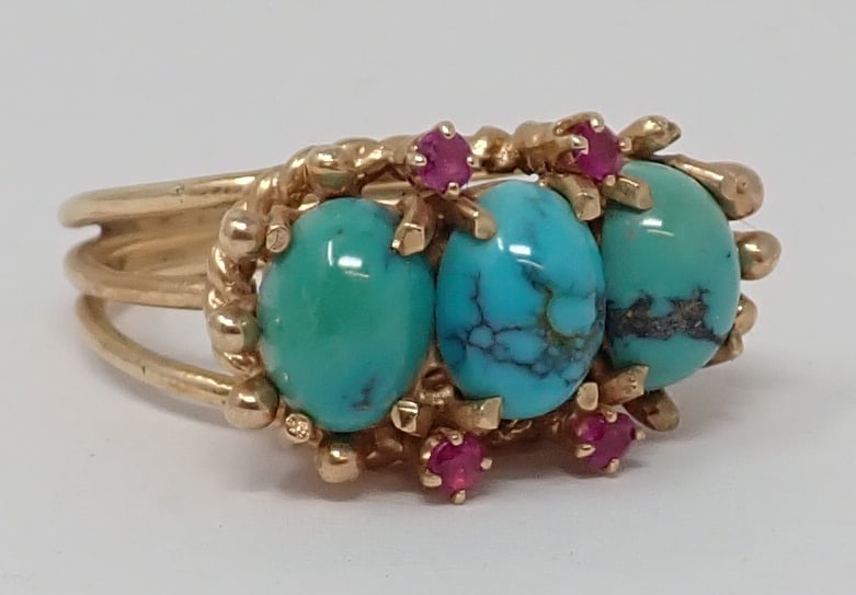 Turquoise and Ruby Ring (1 of 4)