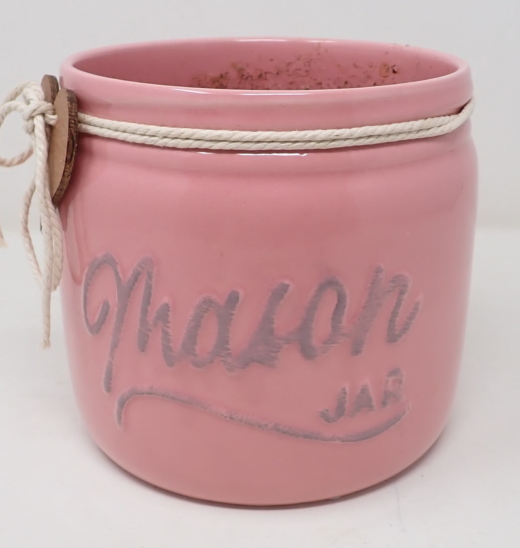 Pink Mason Jar Pottery Planter (1 of 3)