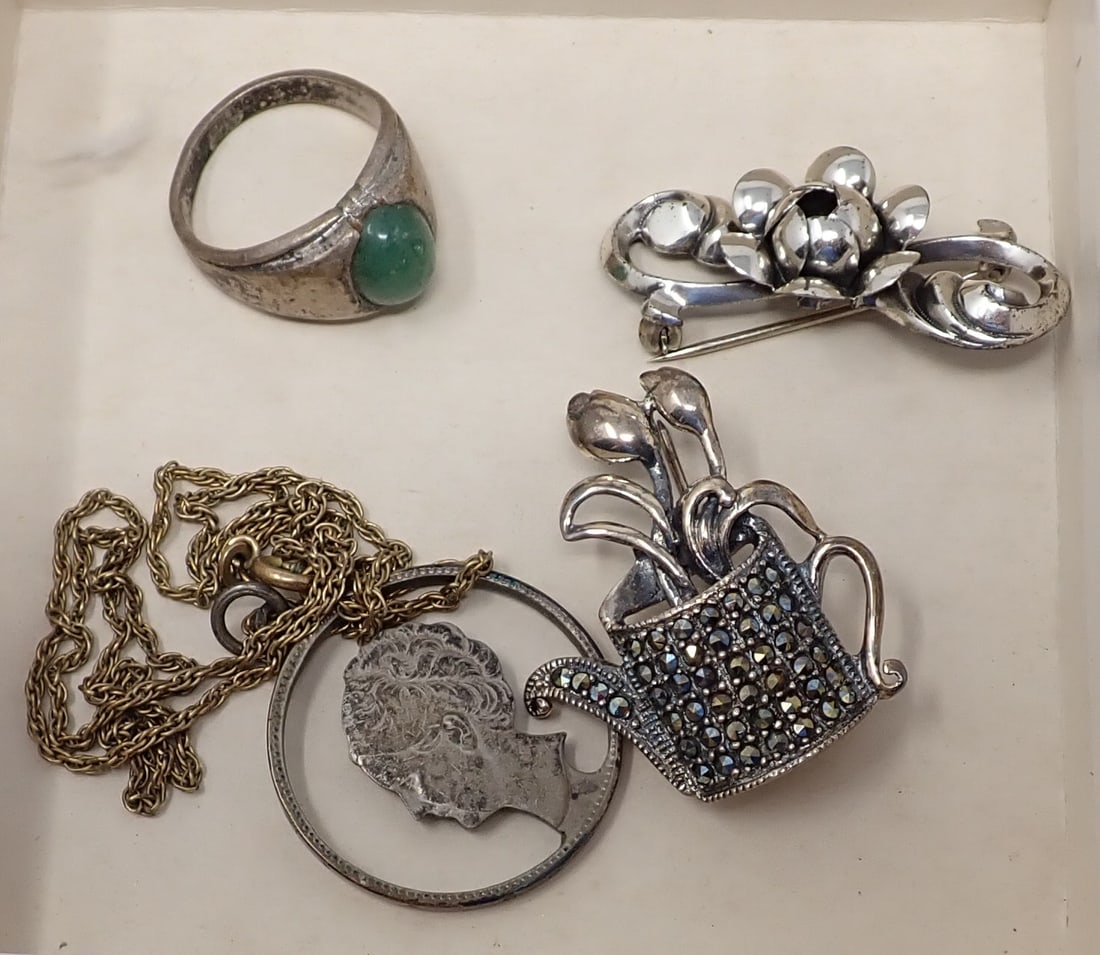 Sterling Silver Ring & Brooch (1 of 2)