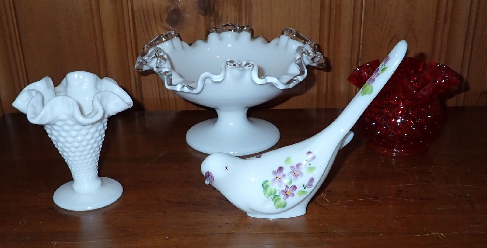 Compote Vases Fenton Hand Painted Bird (1 of 5)