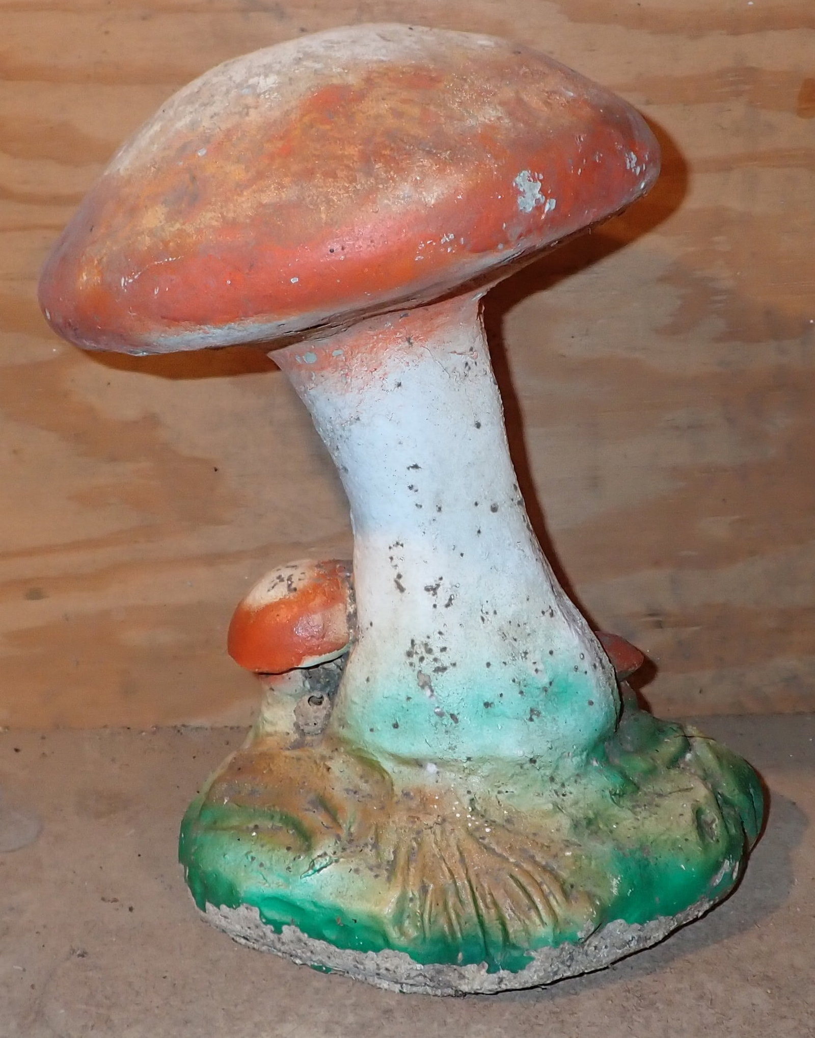 Concrete Mushroom: Approx 10 1/2" tall. NO SHIPPING !