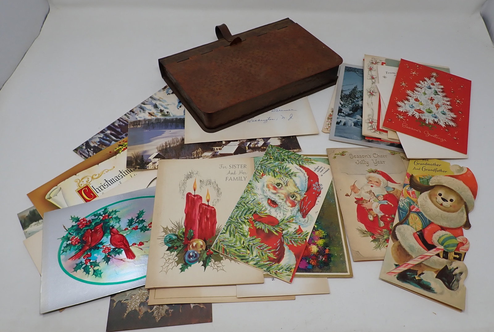 Tin Book Letter Box w/ Greeting Cards: Apprx 9" x 6" x 1 1/4"