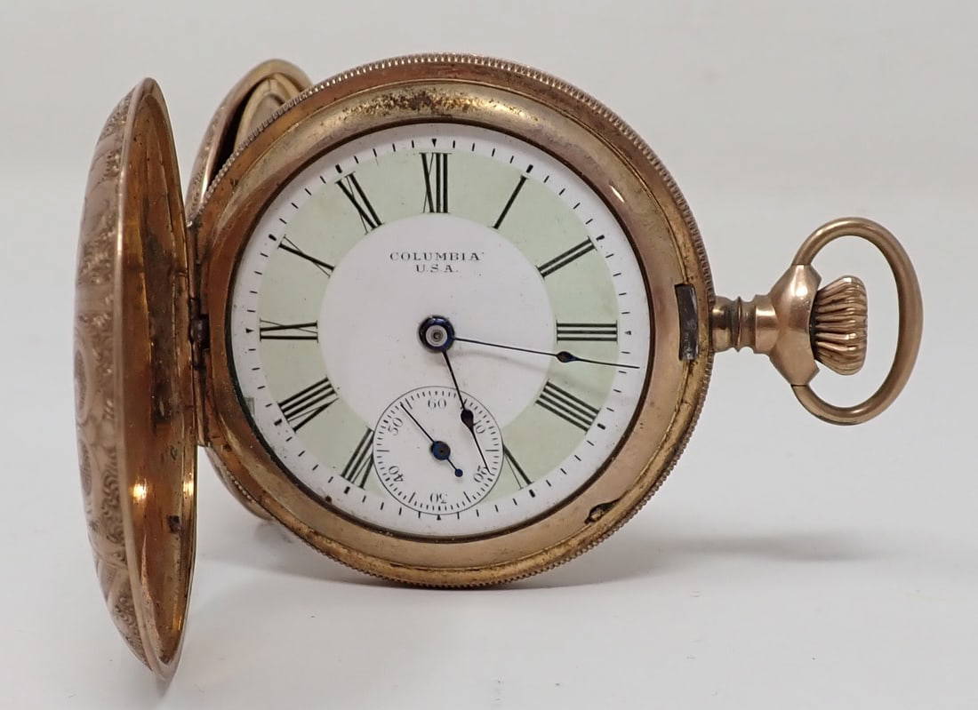 Columbia Pocket Watch W/ Ten Year Case Auction