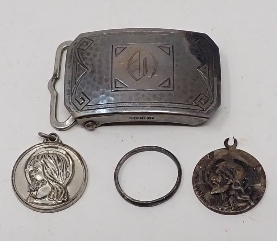 Sterling Ring Belt Buckle Religious Charms (1 of 4)