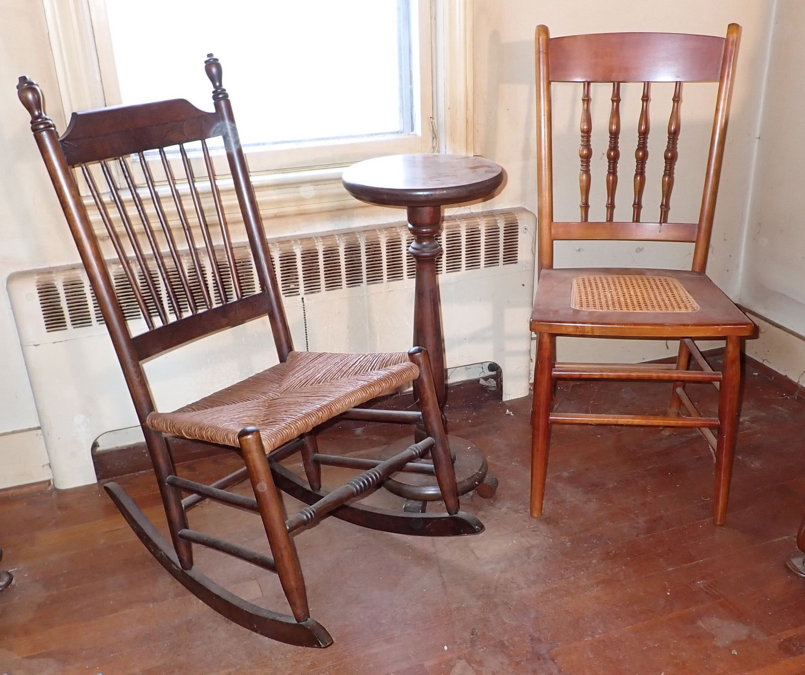 Rush Seat Rocker Cane Seat Chair Plant Stand (1 of 2)