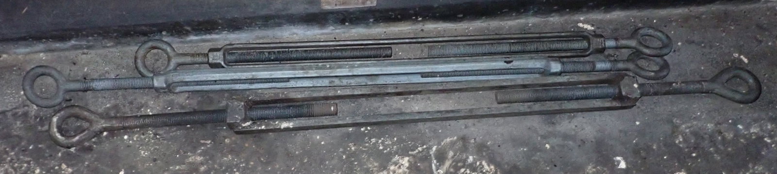 3 Turnbuckles: Threads are 3/4". Longest is approx 45" ( as pictured)