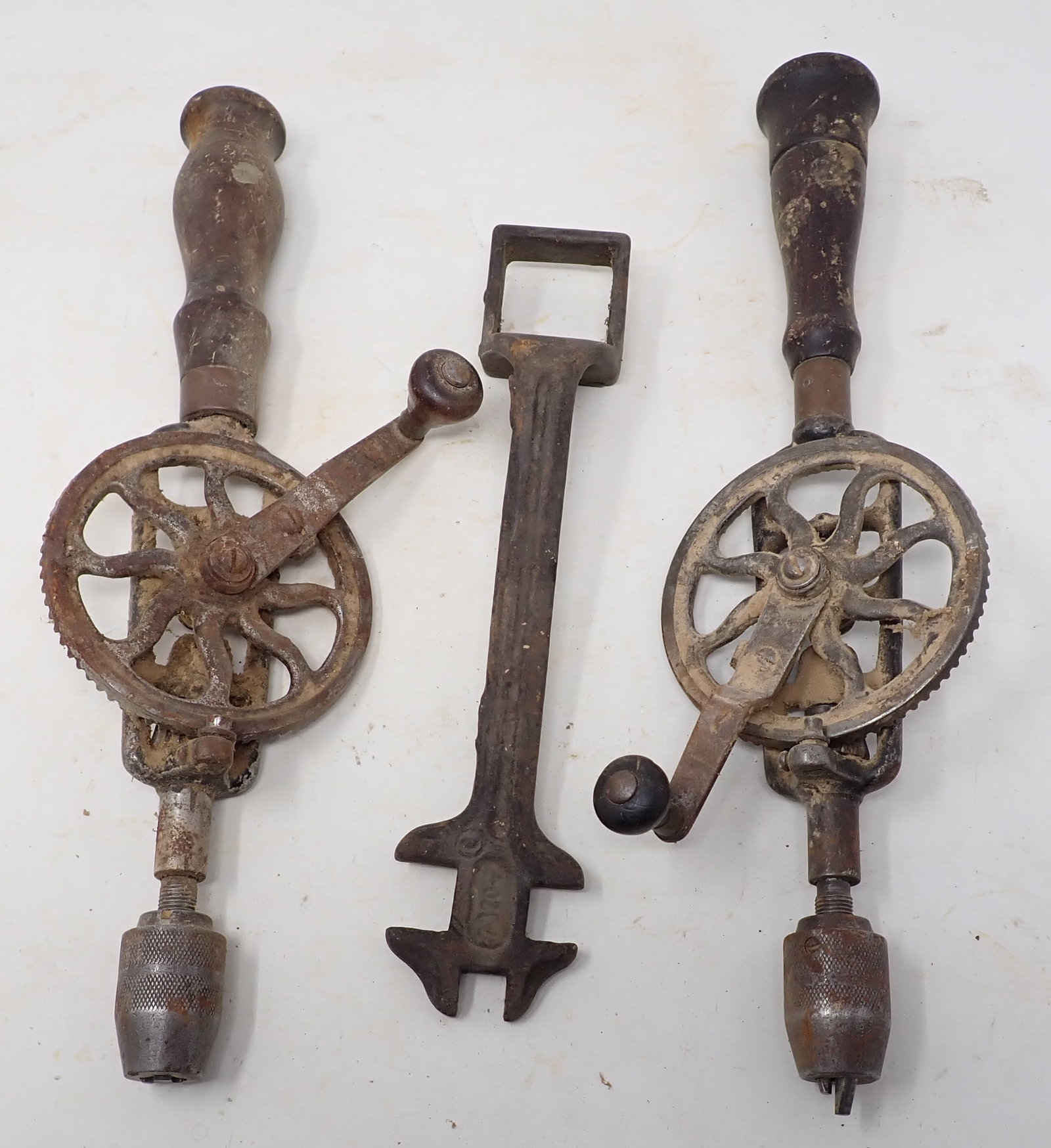 Hand Drills & Antique Wrench: Getting all pictured