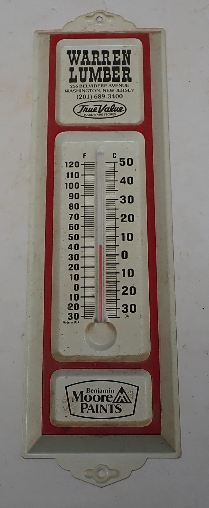 Warren Lumber True Value Thermometer: Approx 3 3/4" x 13 1/8"
