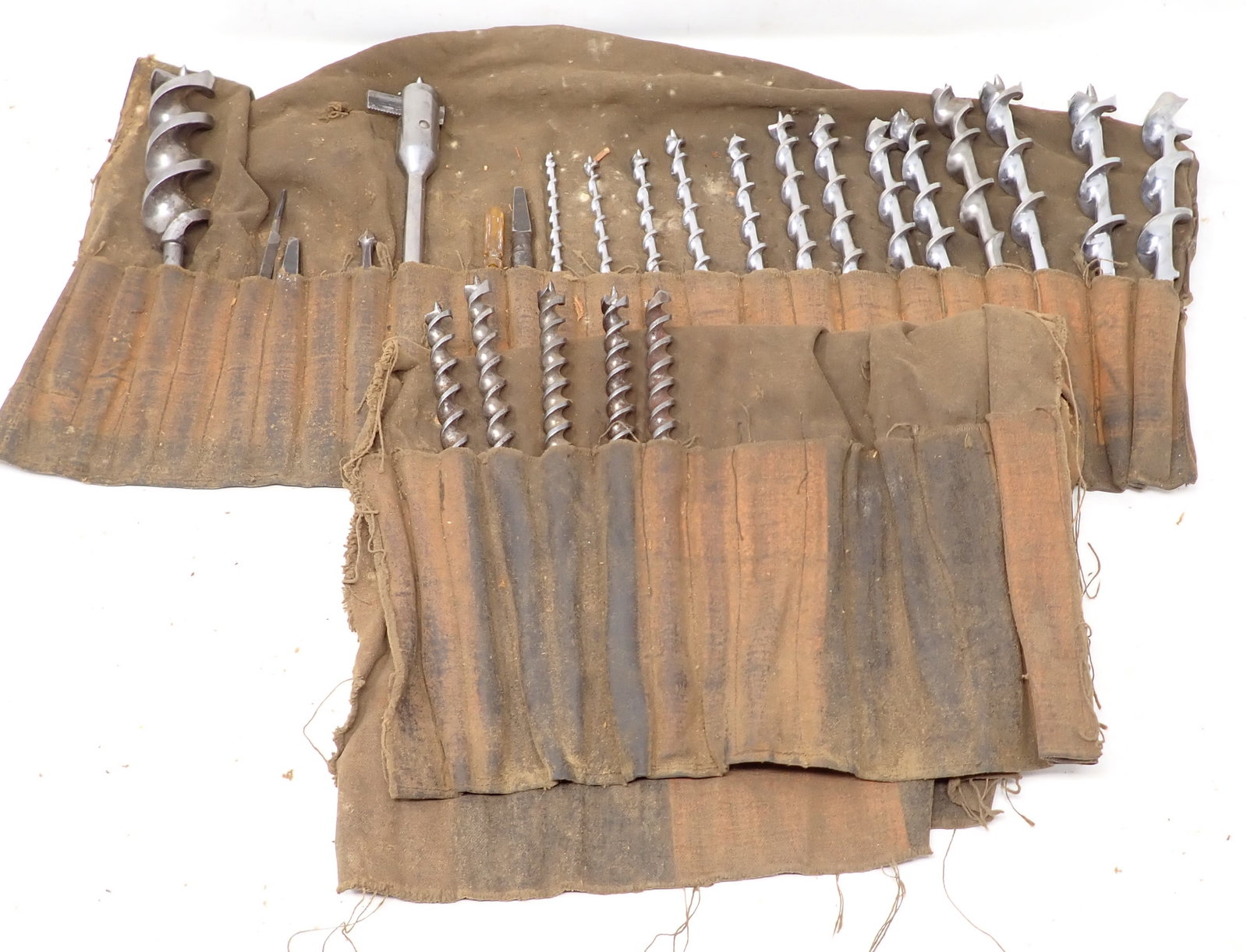 Wood Auget Bits: Largest is approx 1 1/4" in diameter