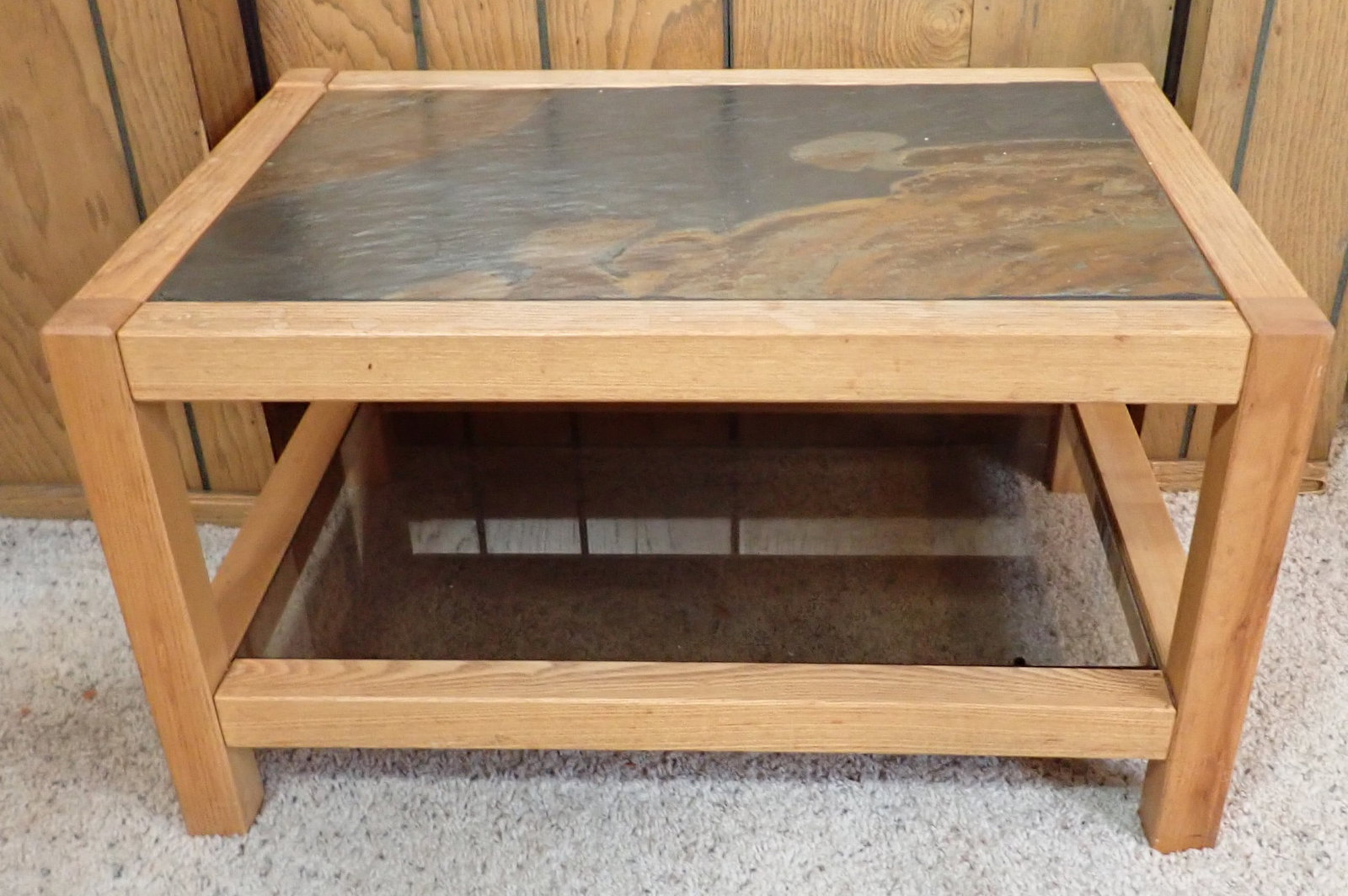 Marble Top End Table: Approx 19" x 27" x 14 1/2" tall. No shipping