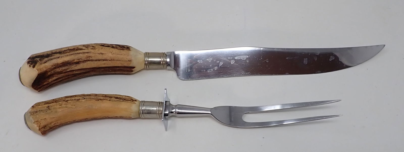 Bone Handle Englishtown Carving Set: Knife is approx 14 1/8" long. Fork is not marked Englishtown