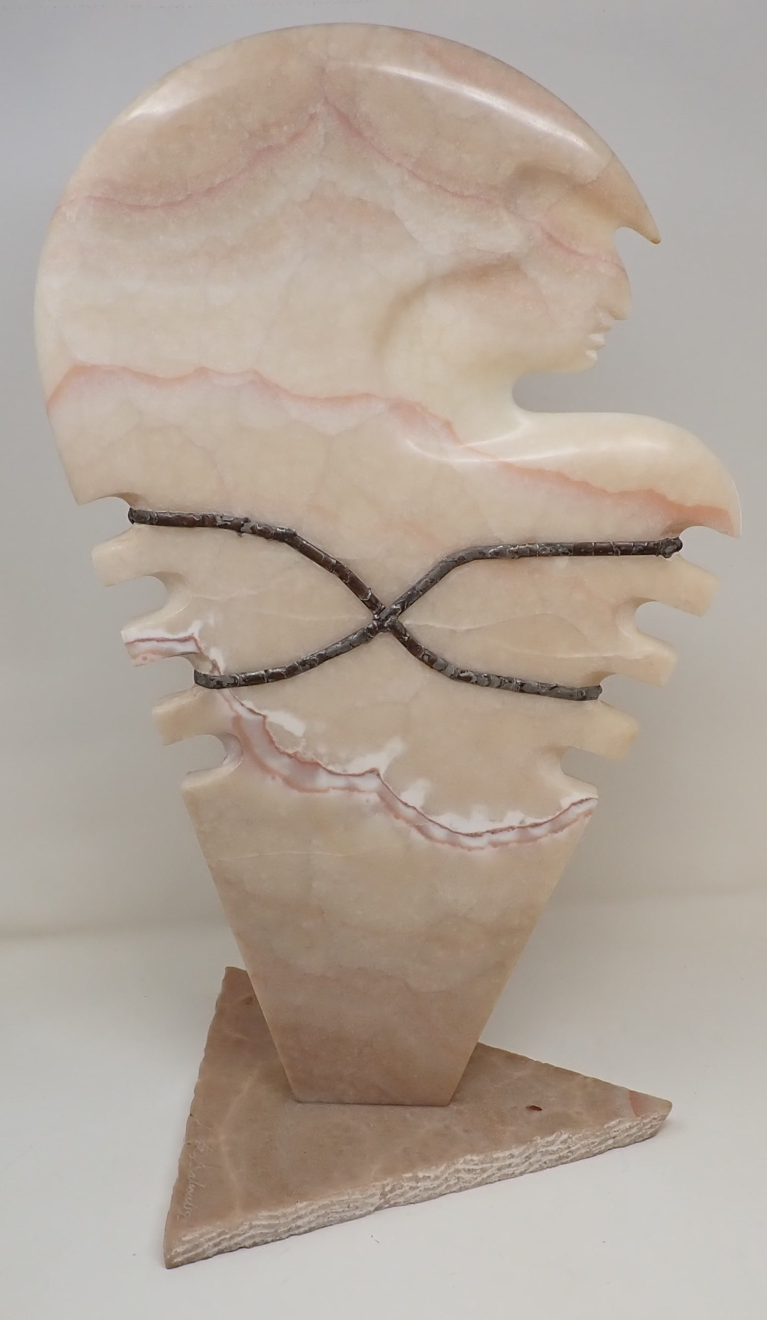 Linda Dauboubsgz Marble Sculpture: Approx 12" x 21" x 3/4" thick. If shipping is needed, contact our local UPS Store (5528) , BEFORE bidding. Their number is (908)213-6838 and select option 5 at the prompt.