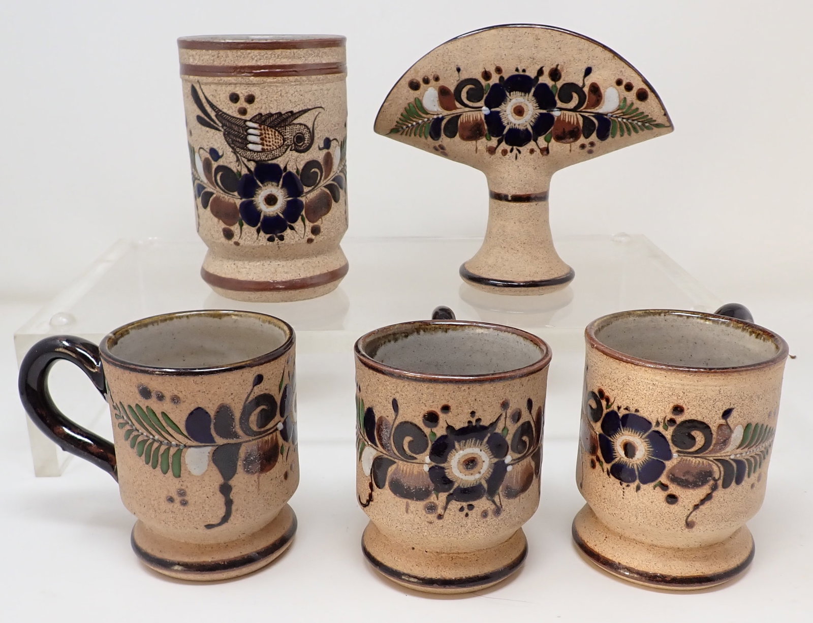 Netzi Mexican Pottery Mugs & Napkin Holder: Tallet mug is approx 5 1/8" tall