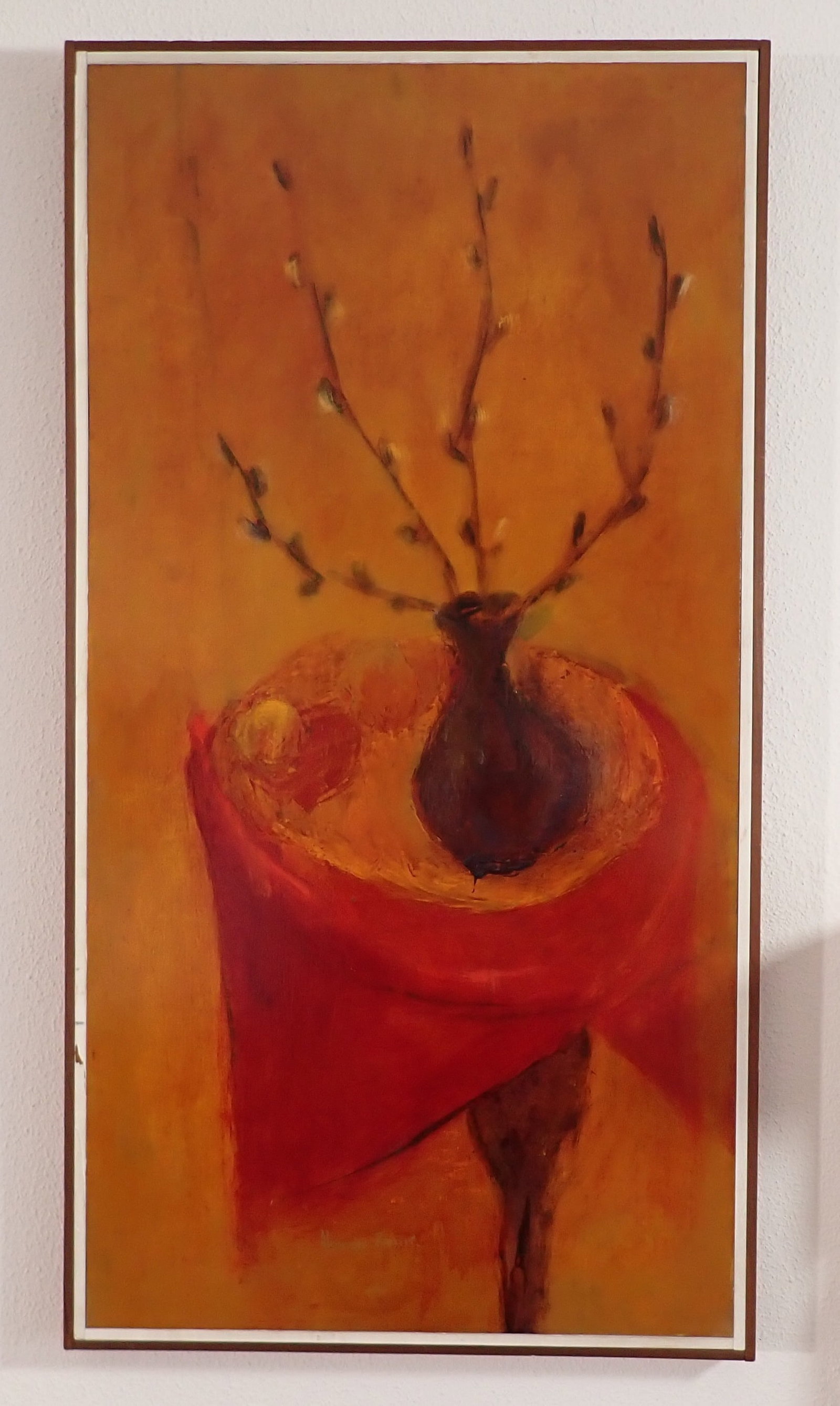 Oil on Board Still Life: Laquered Still life painting is approx 19 1/4" x 36 1/4". If shipping is needed, contact our local UPS Store (5528) , BEFORE bidding. Their number is (908)213-6838 and select option 5 at the prompt.