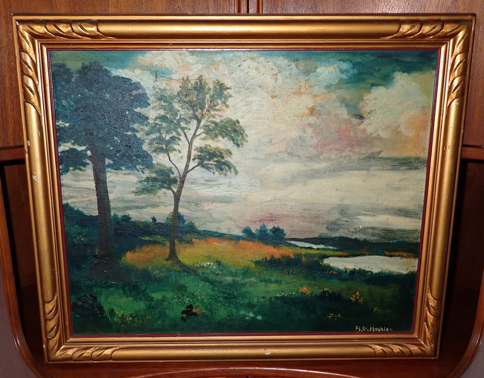 H.G Hoehler Oil on Board Painting: Approx 19" x 23". If shipping is needed, contact our local UPS Store (5528) , BEFORE bidding. Their number is (908)213-6838 and select option 5 at the prompt.