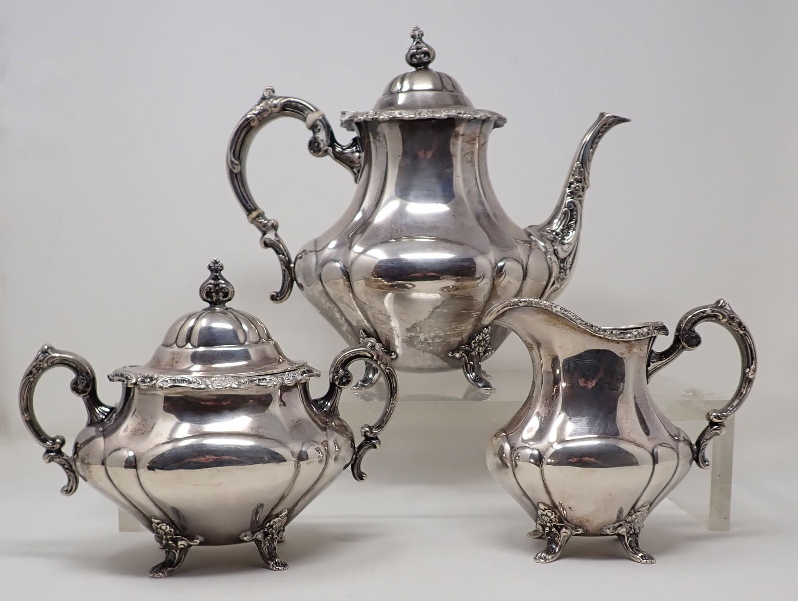 Reed & Barton Sterling Silver Georgian Rose Tea Set (1 of 9)