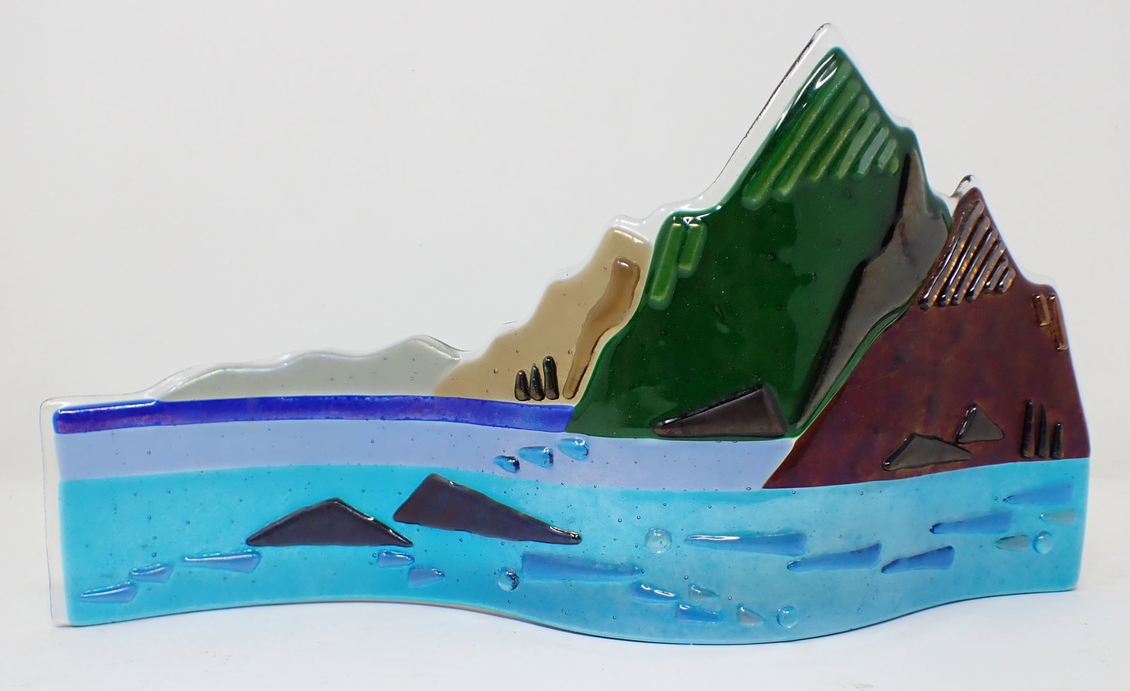 1990 Signed Glass Art: Apprx 11 1/2" long and 6" tall.
