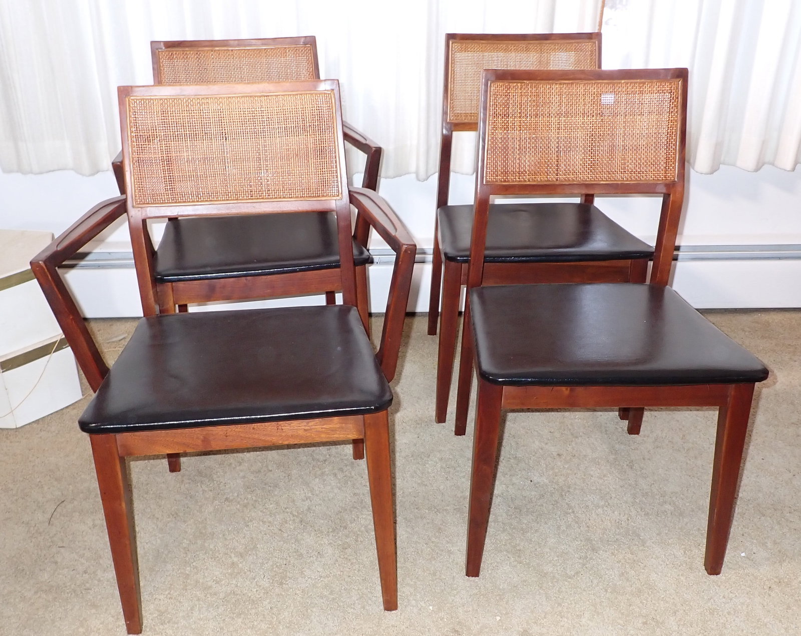 Set of 4 Hibriten Mid Century Modern Chairs: 2 Arm chairs and 2 side chairs. NO SHIPPING !!