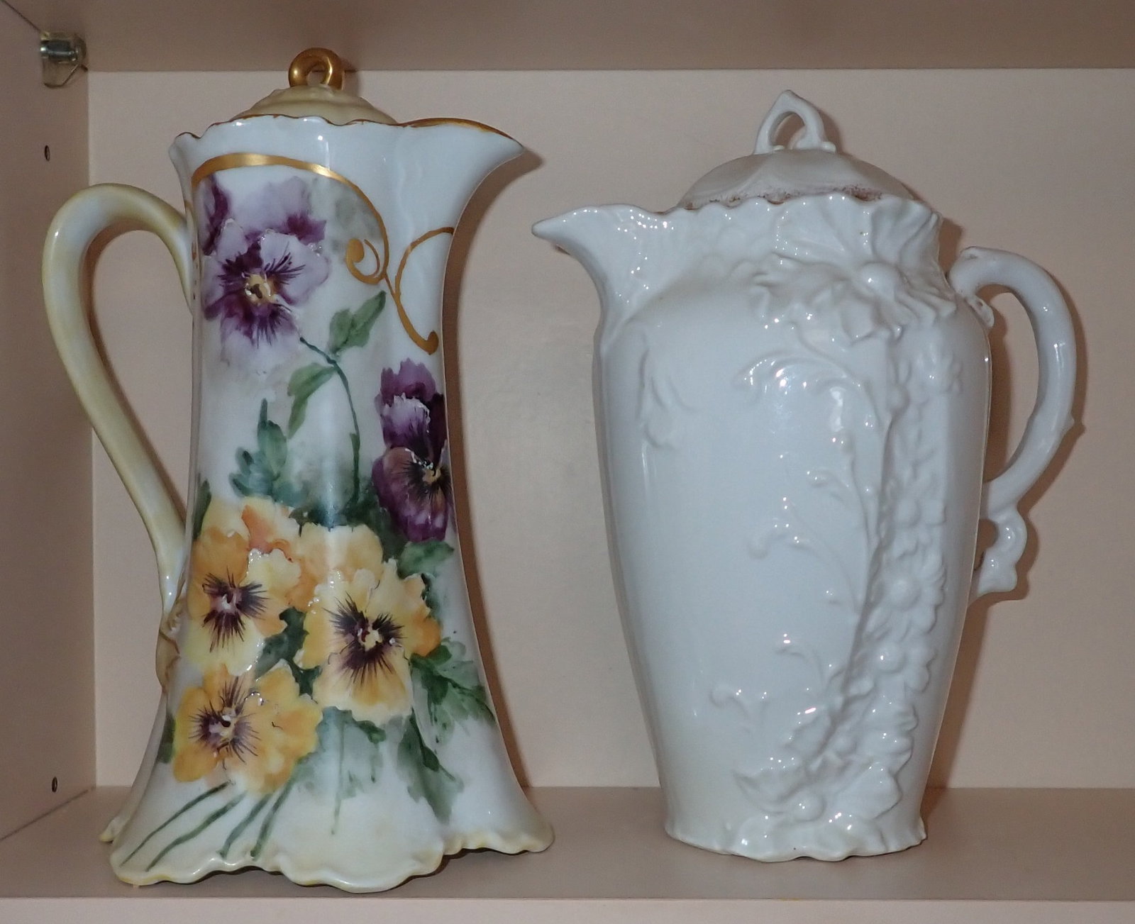 Chocolate Pots incl H & Co Limoges: Tallest is apprx 9"