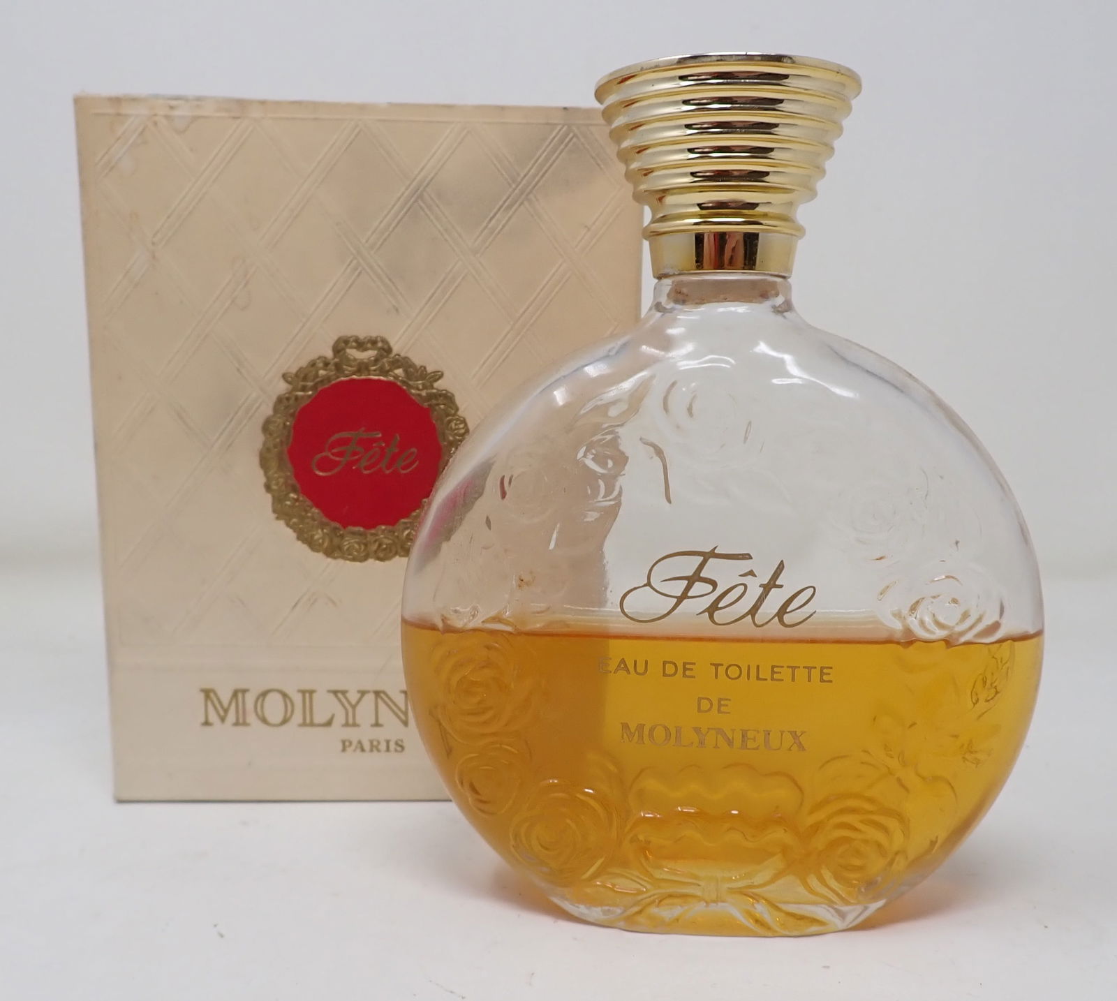 Fete Molyneux Paris Perfume: 7 1/2oz bottle. Approx 1/2 full. No international shipping