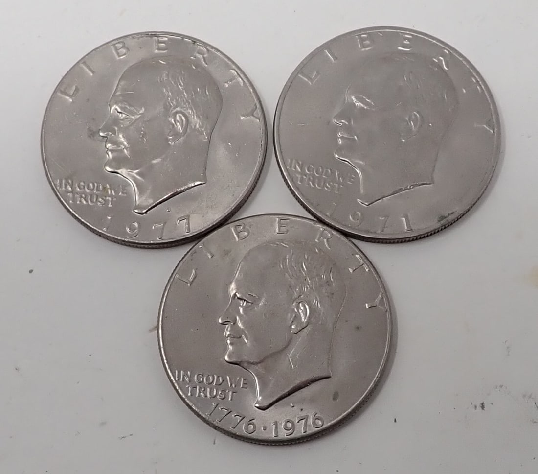 Three 1970's Eisenhower Dollars (1 of 5)
