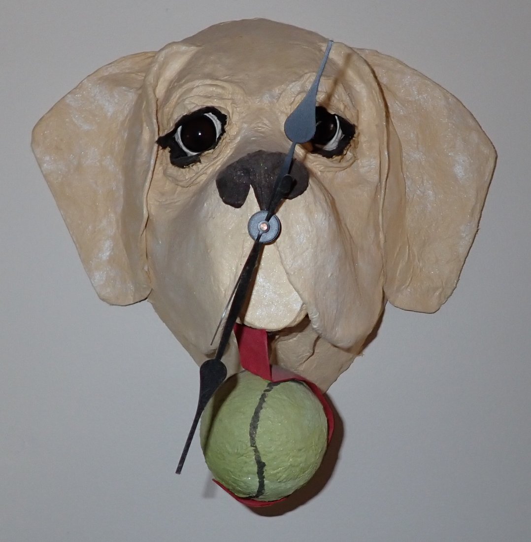 FB Fogg Paper Mache Dog Clock (1 of 3)