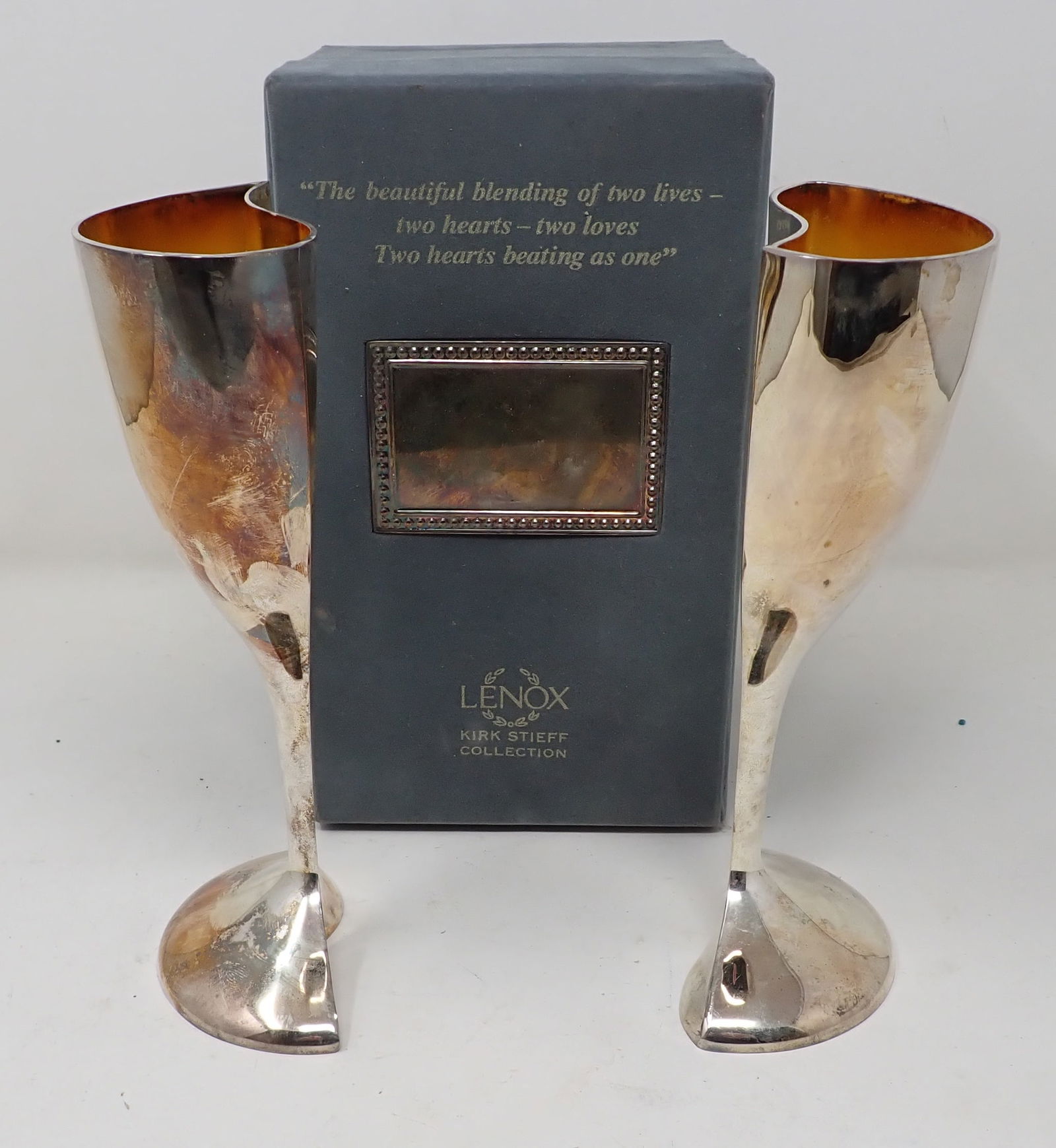 Lenox Kirk Stieff Wedding Promises Heart Goblets (1 of 3)