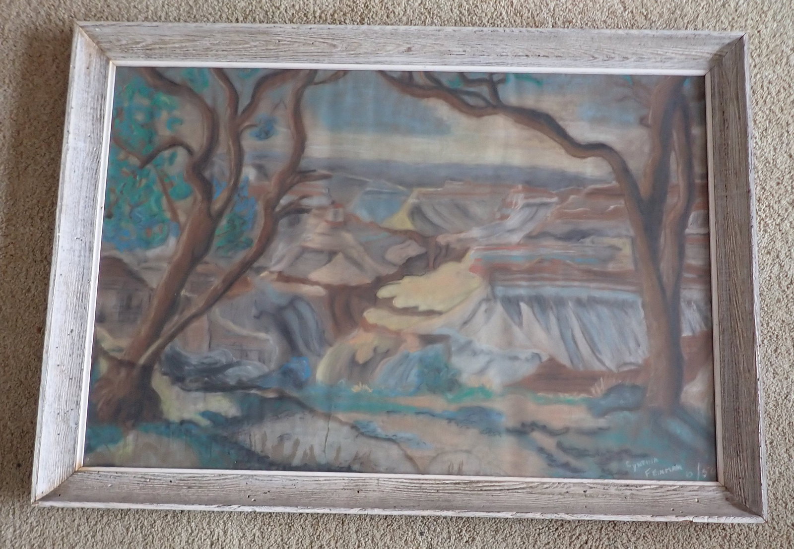 Cynthia Feimann Pastel: Approx 28" x 39". If shipping is needed, contact UPS Store 5528 before bidding to get a quote