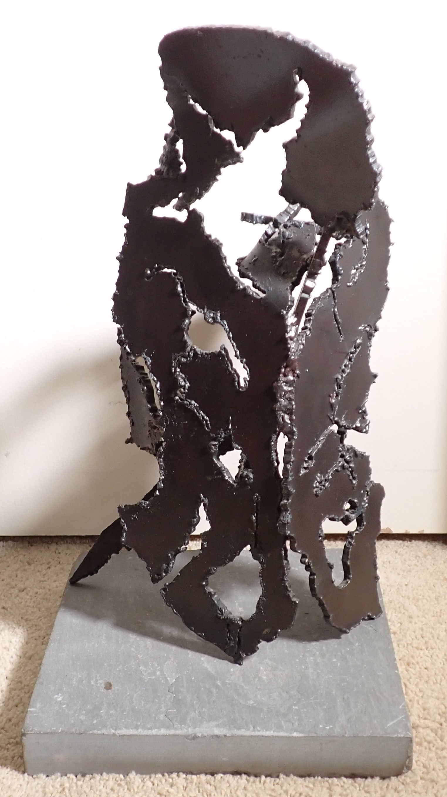 Stanley Miller Abstract Steel Sculpture: Approx 10" x 12" x 19 1/2" tall.